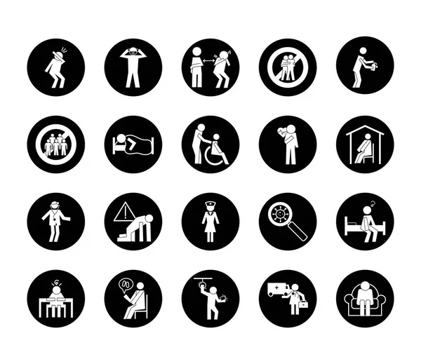 Bundle of health pictograms set icons — Stock Vector