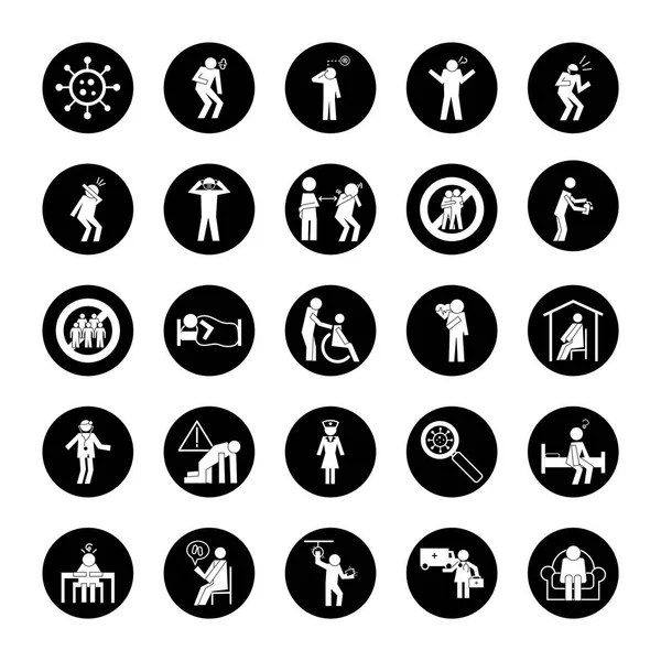 Paquet de pictogrammes de santé ensemble icônes — Image vectorielle