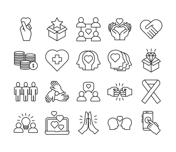 Conjunto de ícones de caridade e solidariedade —  Vetores de Stock