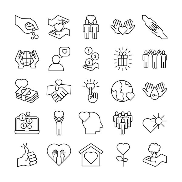 bundle of charity and solidarity icons