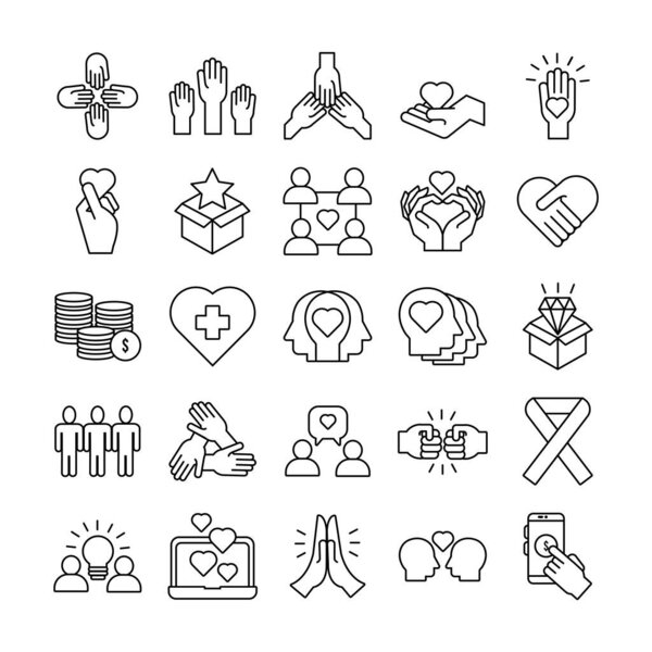 bundle of charity and solidarity icons