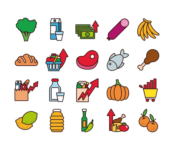 Paquet d'icônes de panier de marchandises — Image vectorielle