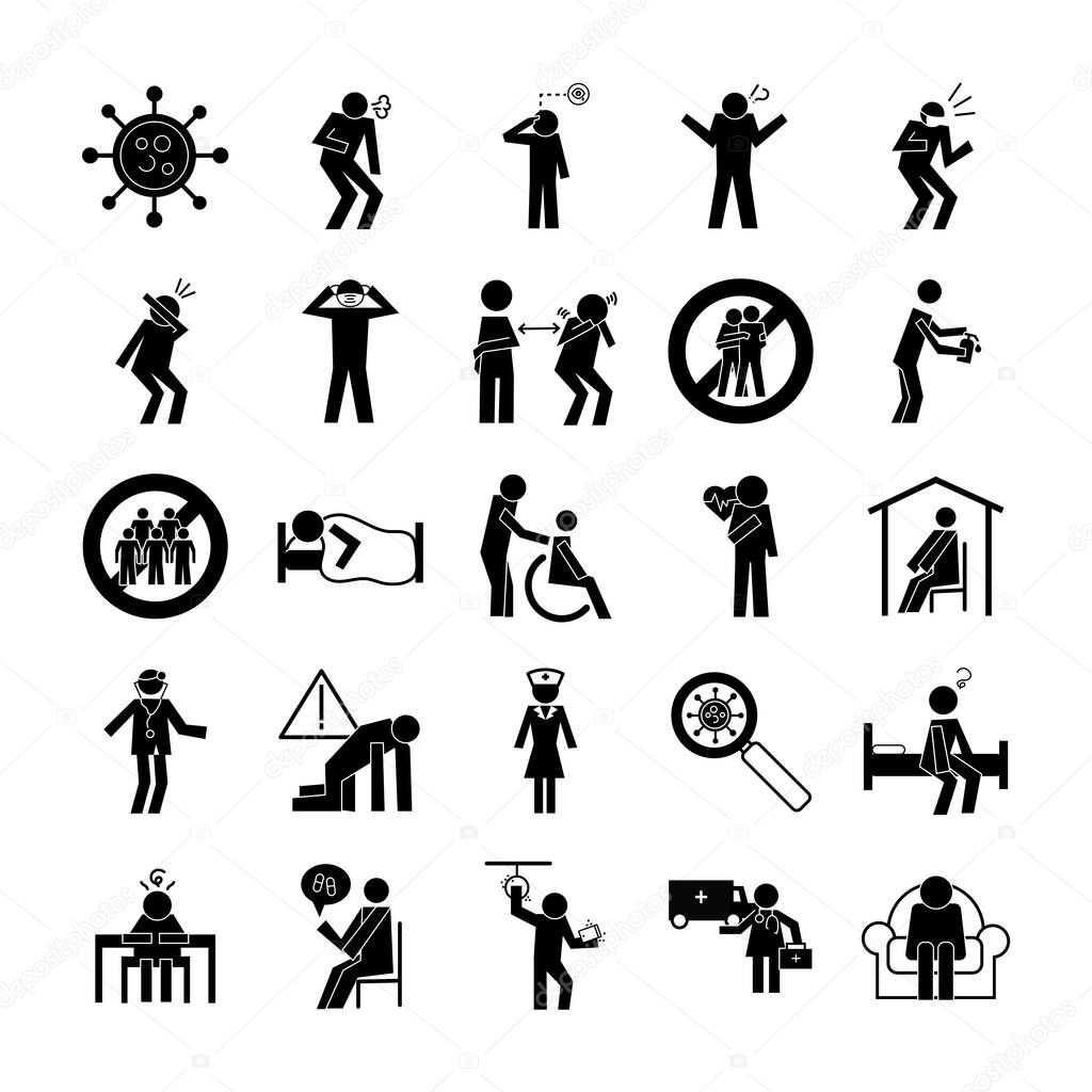 bundle of health pictograms set icons