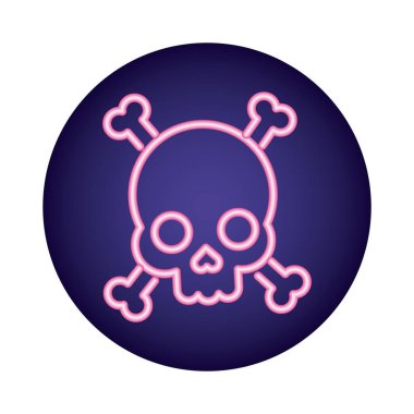 kafatası ve kemikler neon biçiminde kesiştiler