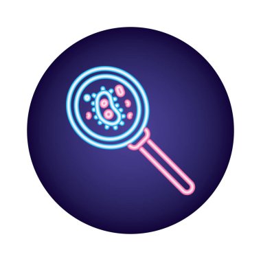 Neon tarzı büyüteç ile bakteri kültürü