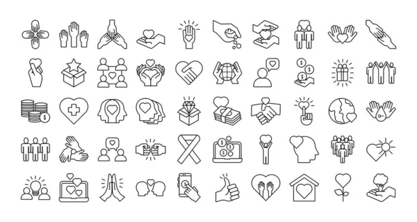 Bundle of charity and solidarity icons — Stock Vector