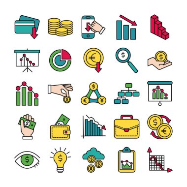 Pazar çökme simgeleri demeti