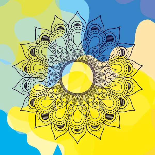 Beau mandala avec ensemble de couleurs de fond — Image vectorielle