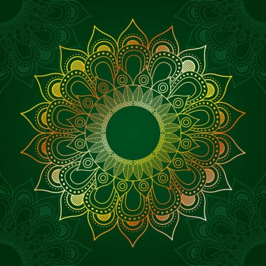 Yeşil arkaplanı olan güzel mandala