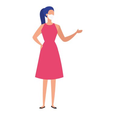 Yüz maskesi ikonu kullanan iş kadını