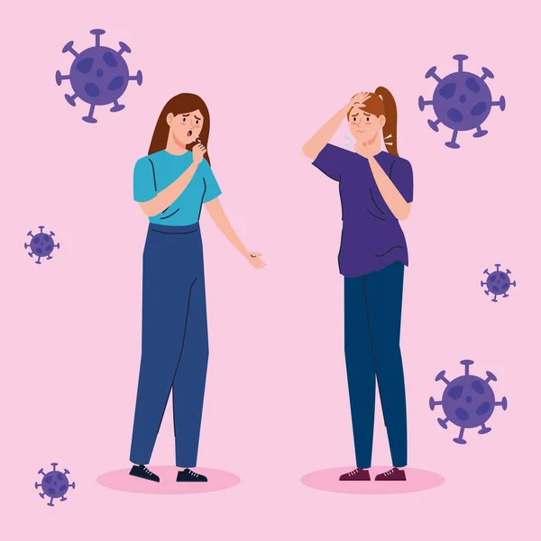 Group women sick of coronavirus 2019 ncov — Διανυσματικό Αρχείο