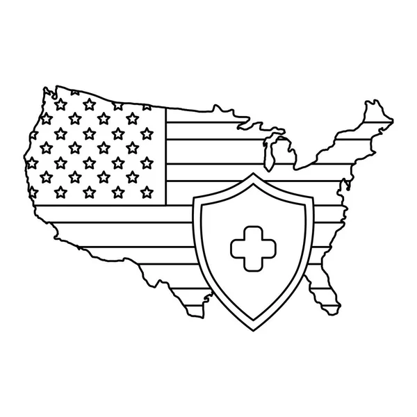 Carte des Etats-Unis avec icône isolée — Image vectorielle