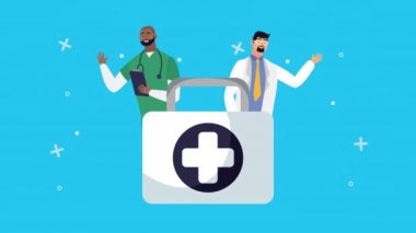 Tıbbi malzeme karakterli doktorlar animasyon