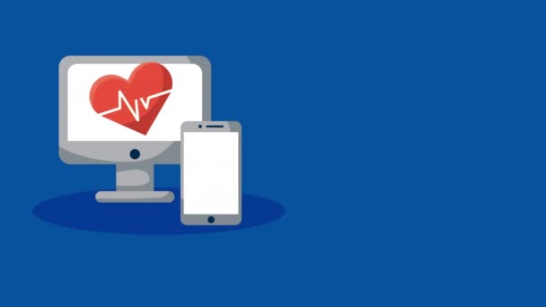 Лікар з гаджетами охорони здоров'я онлайн технології — стокове відео