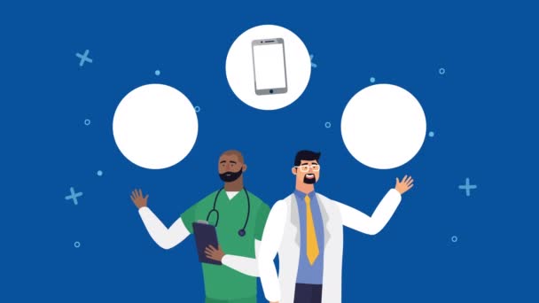 Médicos com gadgets tecnologia online de saúde — Vídeo de Stock