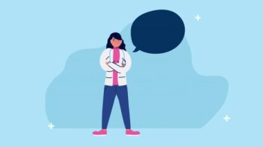 Konuşma baloncuğu karakterli kadın doktor