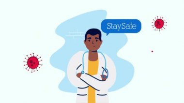 Covid19 parçacık karakterli afro doktor