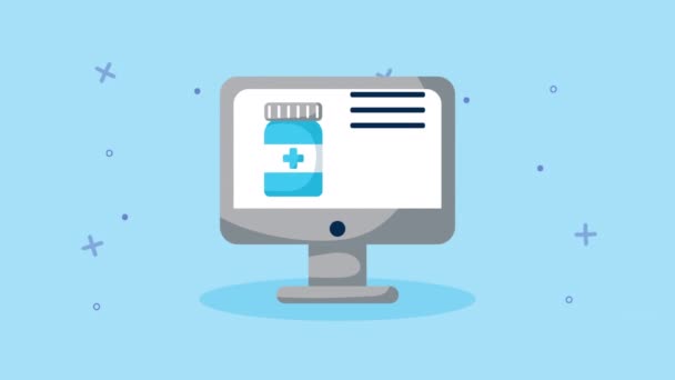 Bureau avec technologie en ligne de soins de santé — Video