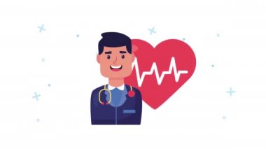 Kardiyo animasyonu olan bir doktor.