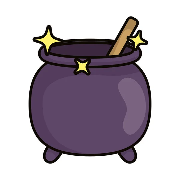 Witch cauldron magic sorcery icon — Stock vektor