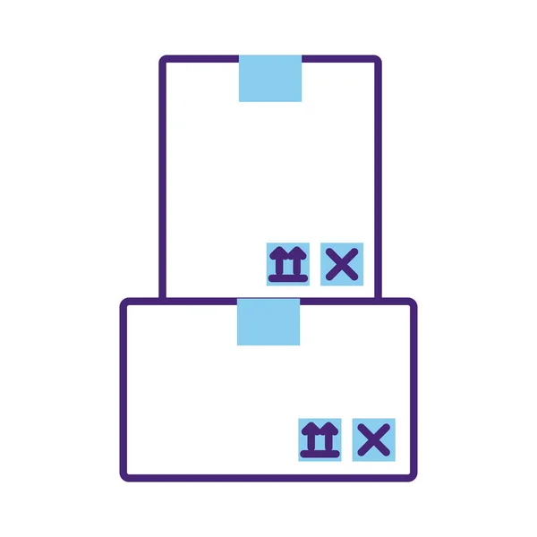 Hög med lådor förpackning leverans service linje stil — Stock vektor