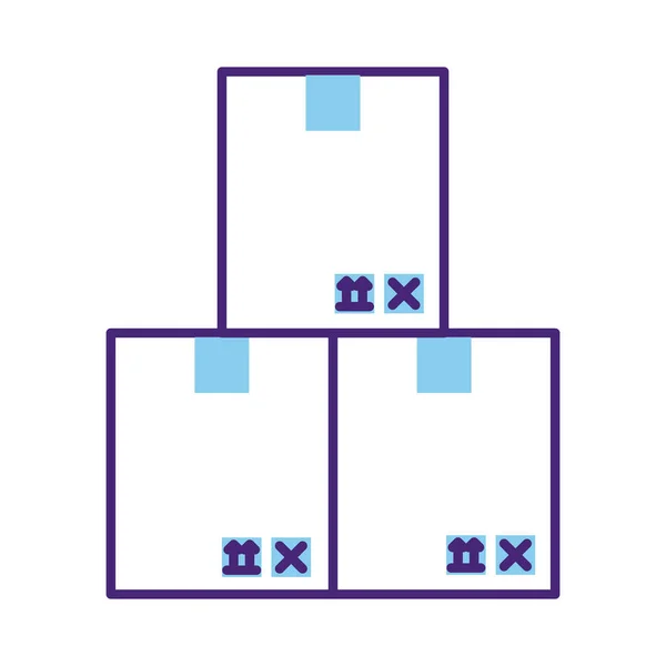 Pila de cajas de embalaje de entrega estilo de línea de servicio — Vector de stock