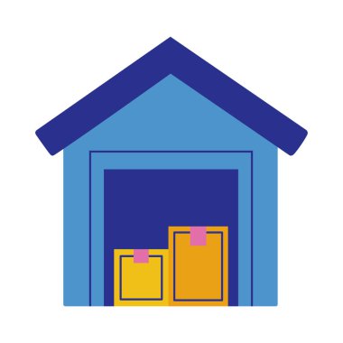 Depo teslimat servisindeki kutu yığını düz stil