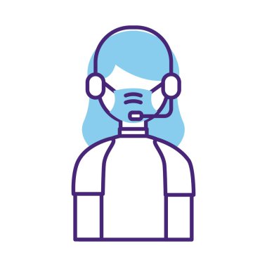 Çağrı merkezi kadın işçi çizgisi simgesi