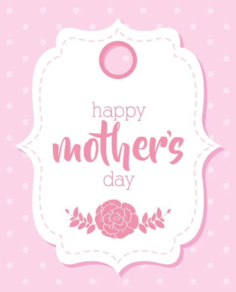 Feliz madre día tarjeta con flores elegante marco — Archivo Imágenes Vectoriales
