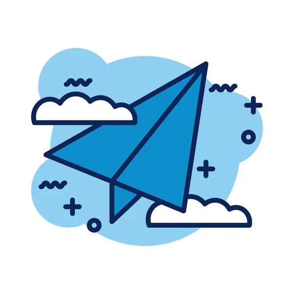 Paper airplane detail style icon — Stock Vector
