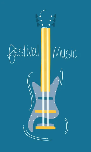 Poster del festival musicale con strumento elettrico per chitarra — Vettoriale Stock