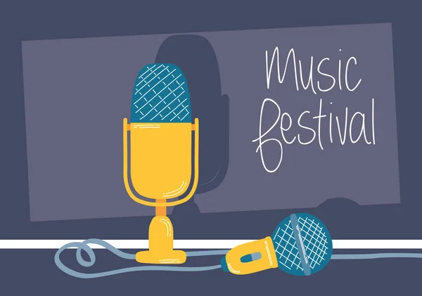 Mikrofonlu müzik festivali posteri — Stok Vektör