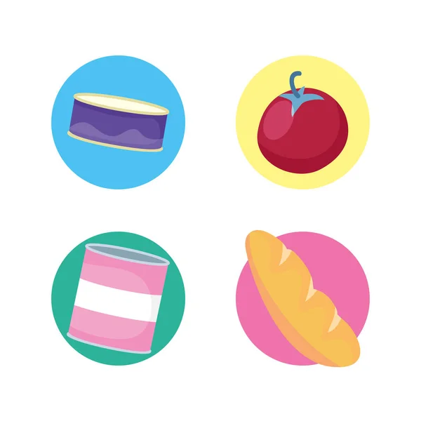 Paquete de comestibles conjunto de iconos — Vector de stock