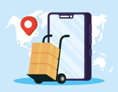 Kutu dağıtım servisi ve akıllı telefonu olan bir araba.