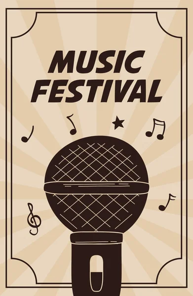 Affiche du festival de musique avec microphone — Image vectorielle