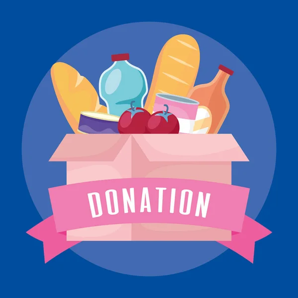 Liefdadigheid donatie doos met boodschappen — Stockvector