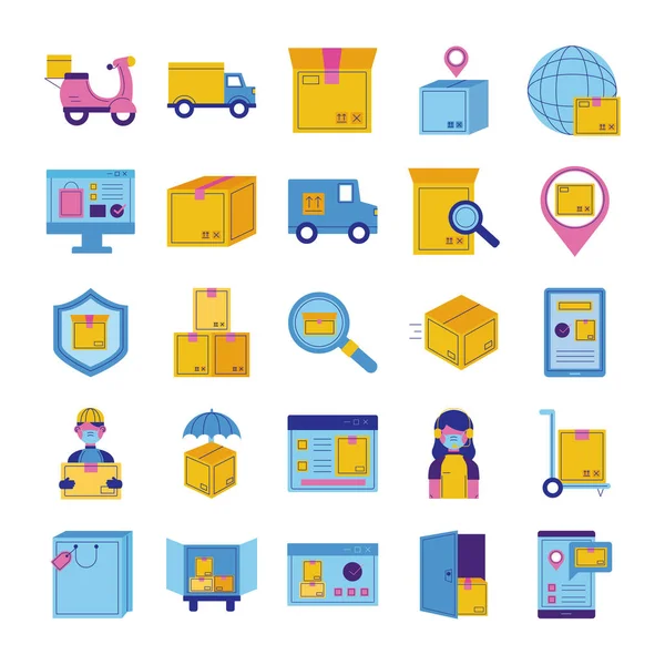 Bundle of delivery service icons — Stok Vektör