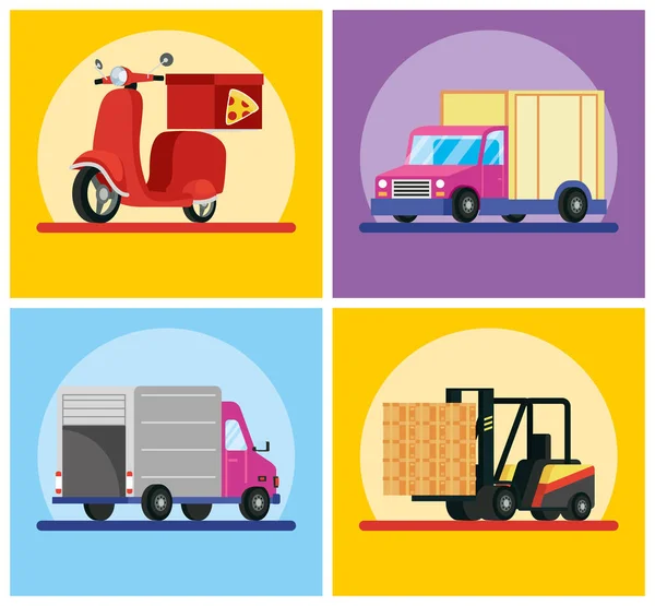 Set transporta iconos de servicio de entrega — Archivo Imágenes Vectoriales