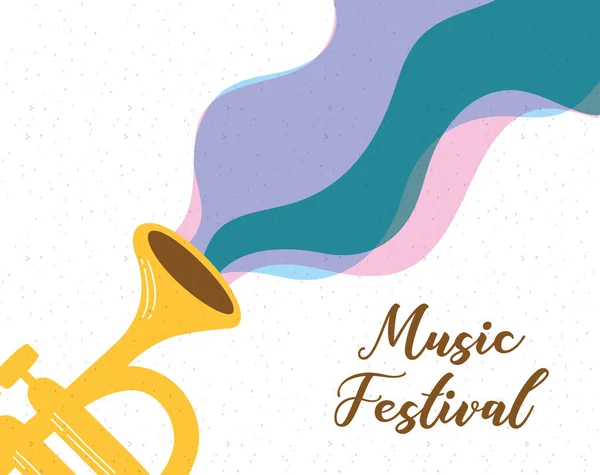 Affiche du festival de musique avec instrument de trompette — Image vectorielle