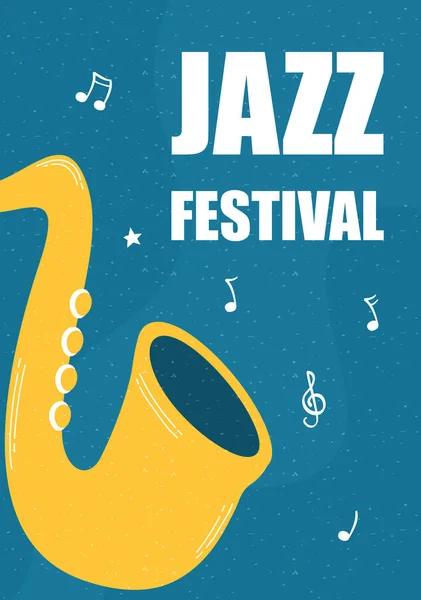 Jazzmusikfestaffisch med saxofoninstrument — Stock vektor
