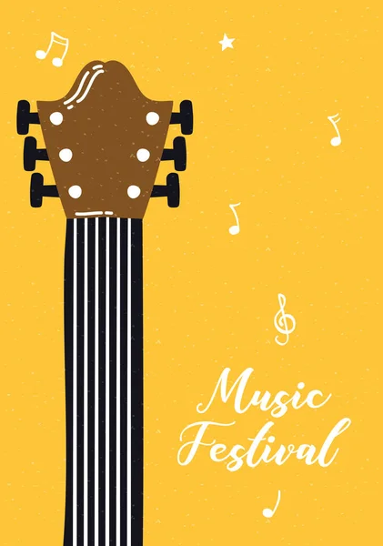 Affiche du festival de musique avec instrument de guitare — Image vectorielle