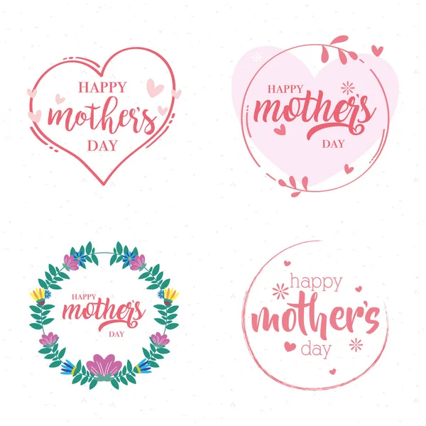 Happy mothers day card with flowers set frames — Stock Vector