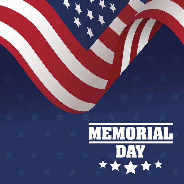 Celebração do Dia Memorial com bandeira dos EUA — Vetor de Stock