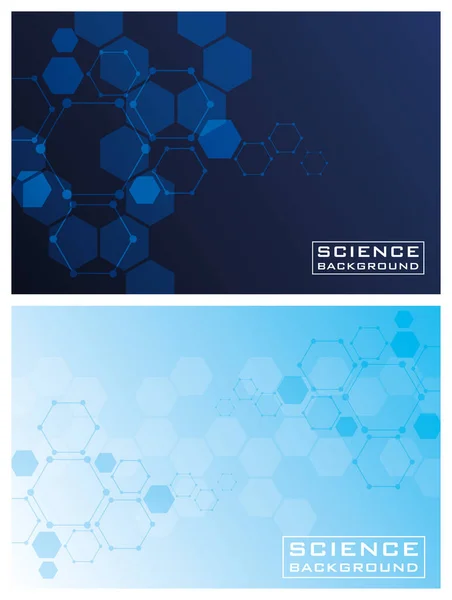 Deux bleus couleurs science milieux avec des structures de lignes — Image vectorielle