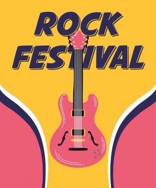 Gitar elektrikli enstrümanlı müzik festivali posteri