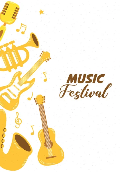 Плакат музыкального фестиваля с инструментами — стоковый вектор