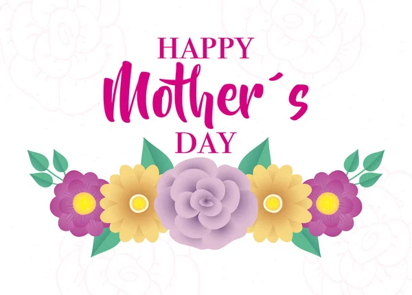 Szczęśliwa kartka dzień matki z kwiatami — Wektor stockowy