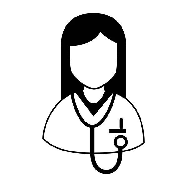 청진기에 고립된 아이콘을 가진 의사 여성 아바타 — 스톡 벡터