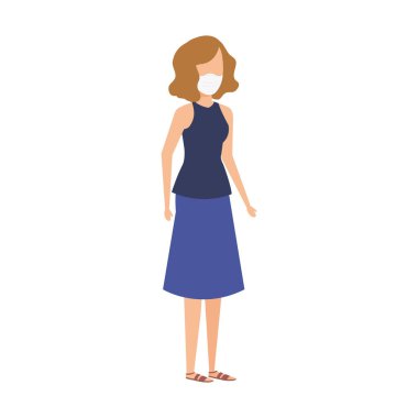 Yüz maskesi simgesi kullanan kadın