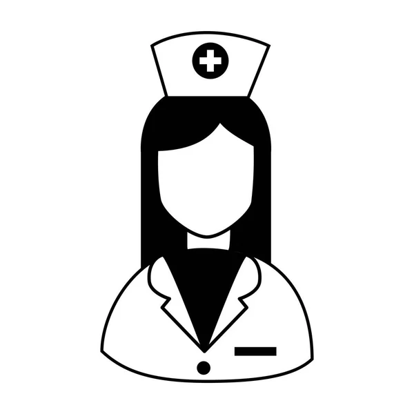 Gesicht der Krankenschwester professioneller Avatar isolierte Ikone — Stockvektor